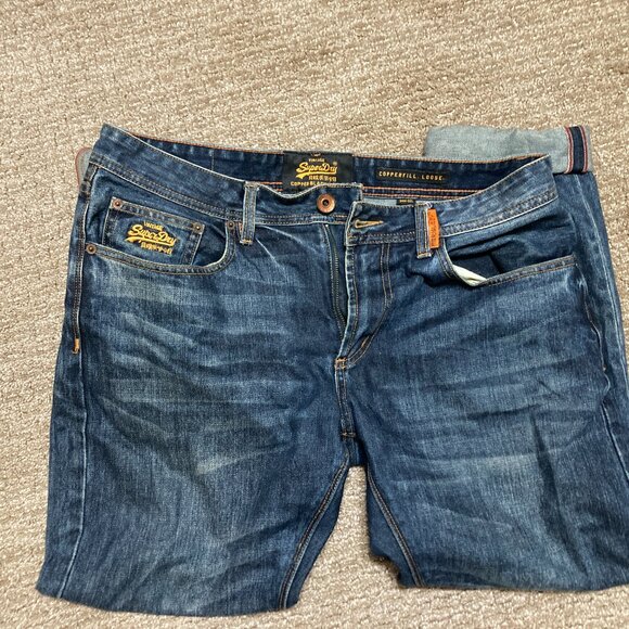 Vintage Superdry Copper Black Denim Jeans 34W 32L - Picture 1 of 4